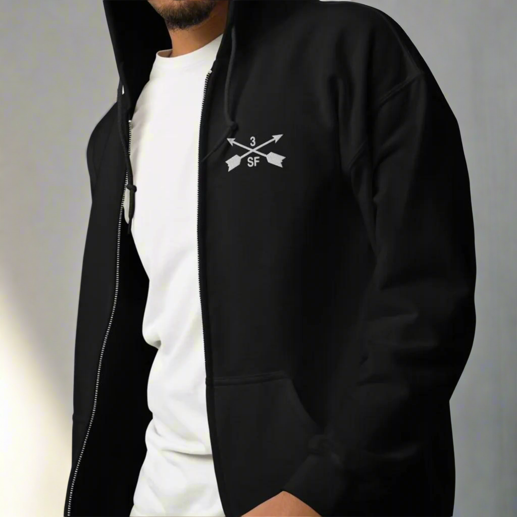 3rd Special Forces Group Embroidered Full Zip Hoodie