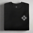 sweatshirt with 4th infantry division insignia embroidered on the left chest.