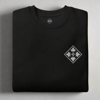 sweatshirt with 4th infantry division insignia embroidered on the left chest.