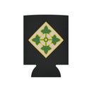 Black can cooler with 4th Infantry divisoin design