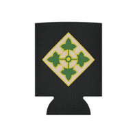 Black can cooler with 4th Infantry divisoin design