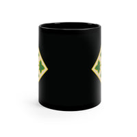 4th infantry division insignia on a black coffee mug.