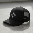 4th infantry division insignia embroidered on a snapback trucker hat
