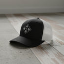 4th infantry division insignia embroidered on a snapback trucker hat