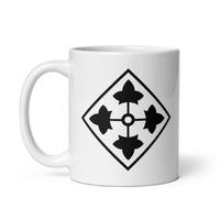 11oz white coffee mug with 4th infantry division insignia