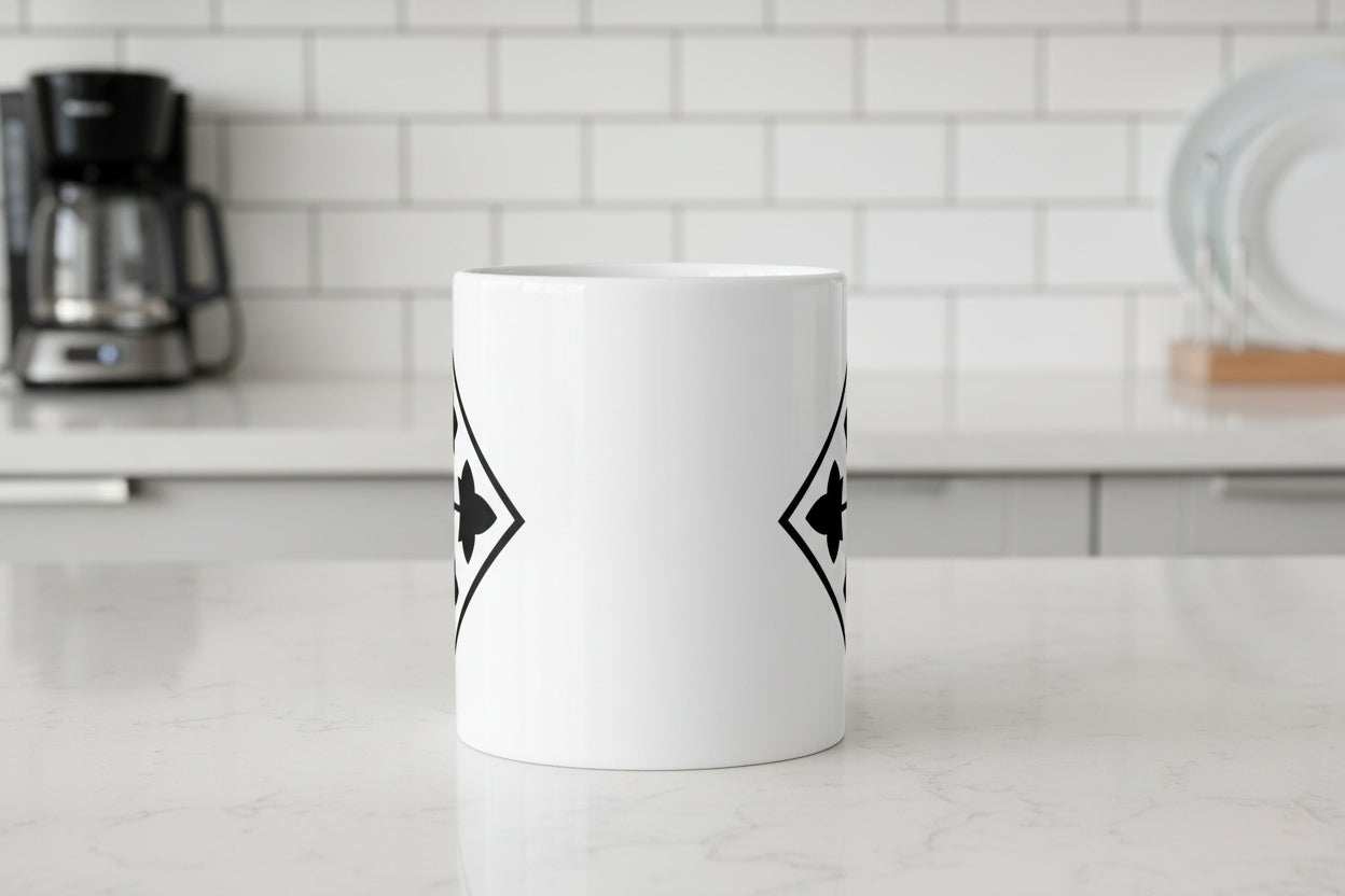 11oz white coffee mug with 4th infantry division insignia