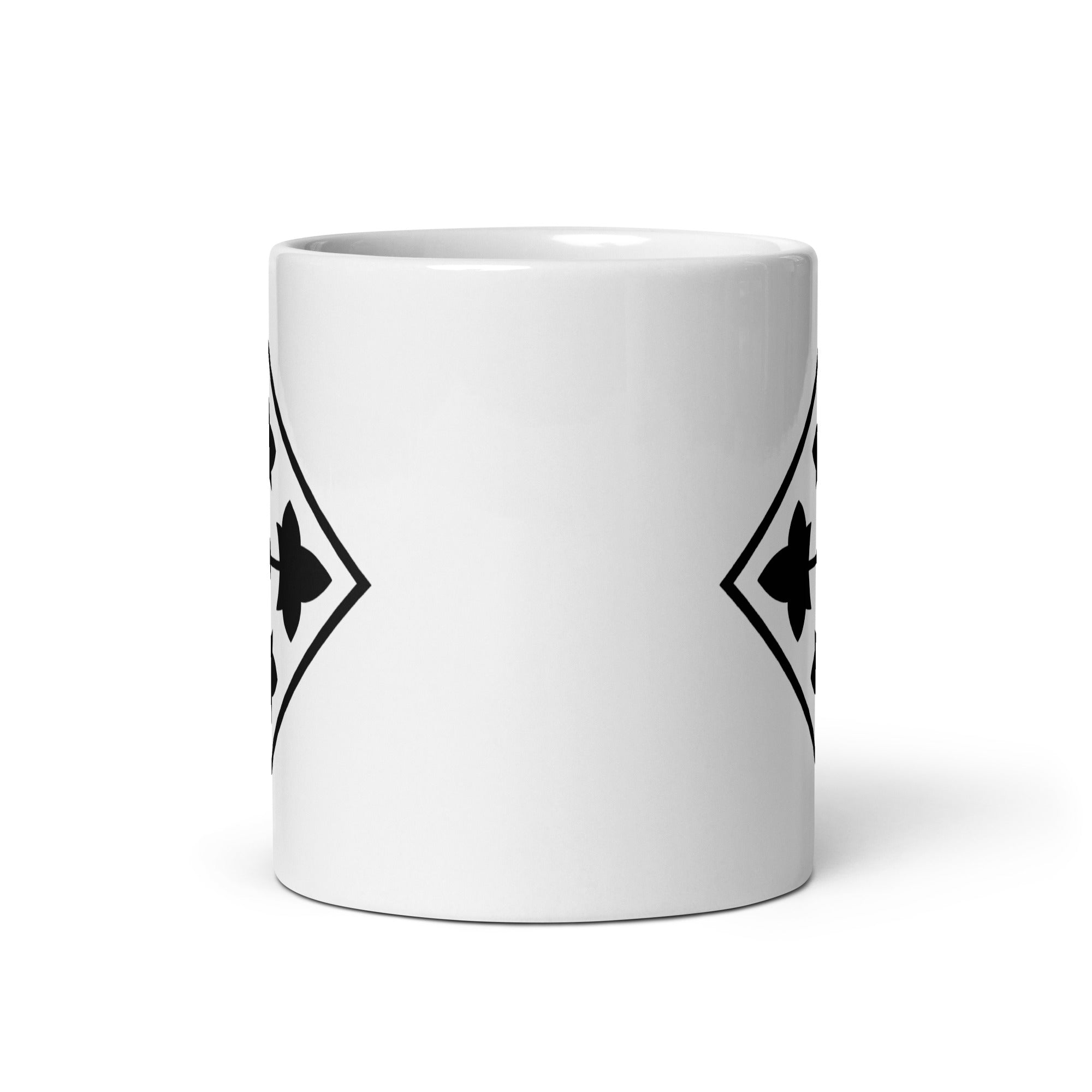 11oz white coffee mug with 4th infantry division insignia