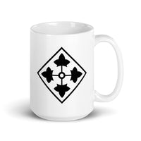 15oz white coffee mug with 4th infantry division insignia