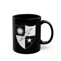 75th ranger regiment crest on a black coffee mug.