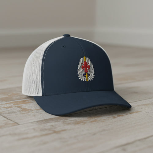 52nd aviation regiment insignia on a snapback trucker hat.
