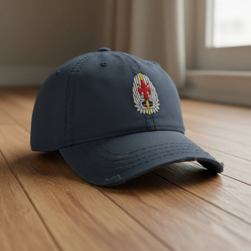 Distressed dad hat with 52nd aviation regiment insignia