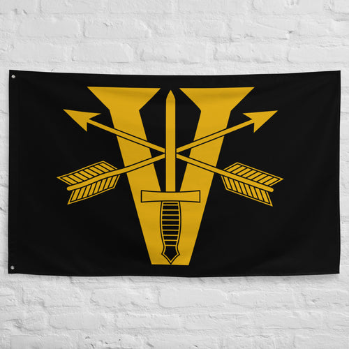 Black flag with 5th special forces group logo and roman numeral design