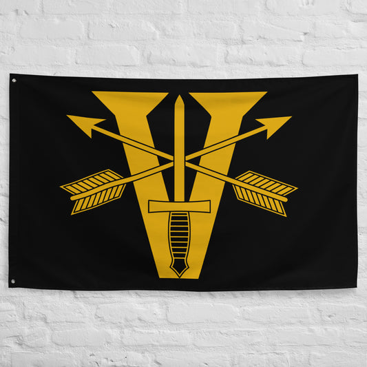 Black flag with 5th special forces group logo and roman numeral design