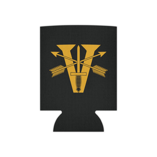 Black can cooler with 5th special forces insignia and roman numeral design