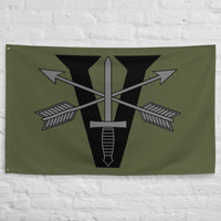 Military green flag with 5th special forces group logo and roman numeral design