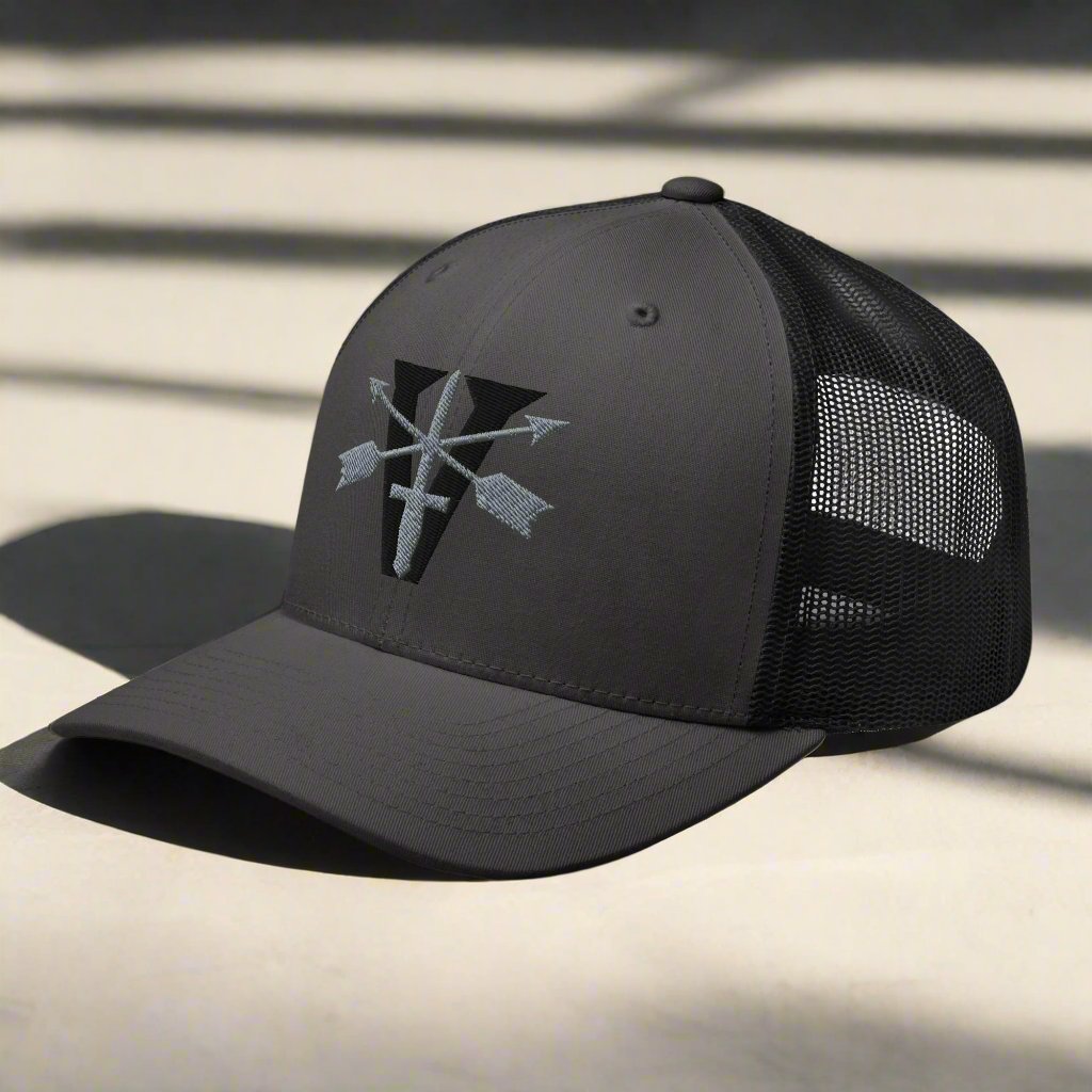 Grey snapback cap with 5th special forces insignia and roman numeral design