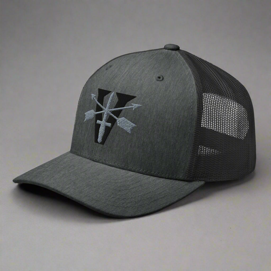 Grey snapback cap with 5th special forces insignia and roman numeral design