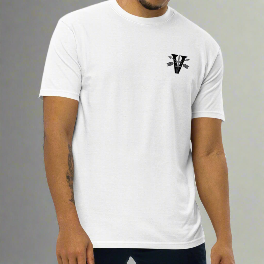 White t-shirt with 5th special forces design on left chest