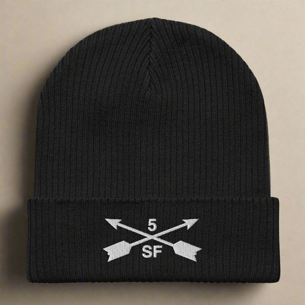 5th special forces group ribbed beanie with embroidered design.