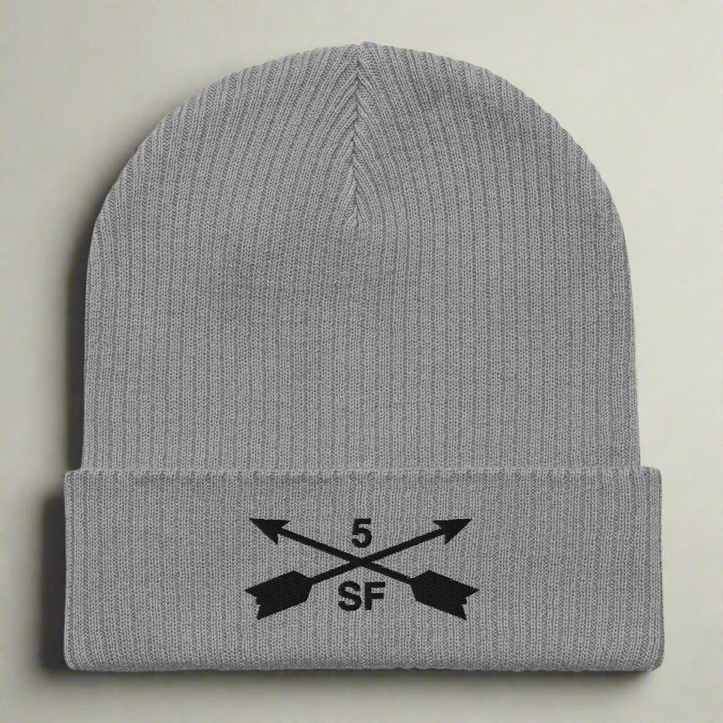 5th special forces group ribbed beanie with embroidered design.