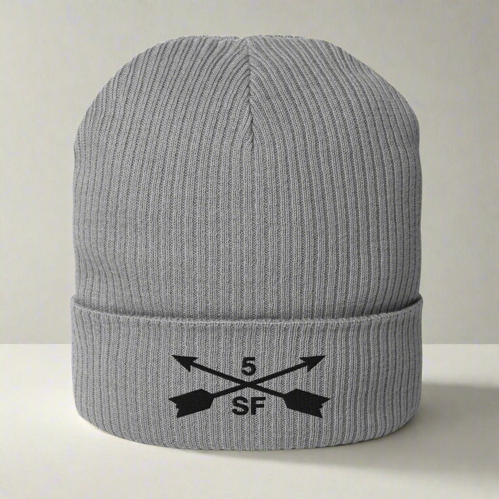 5th special forces group ribbed beanie with embroidered design.