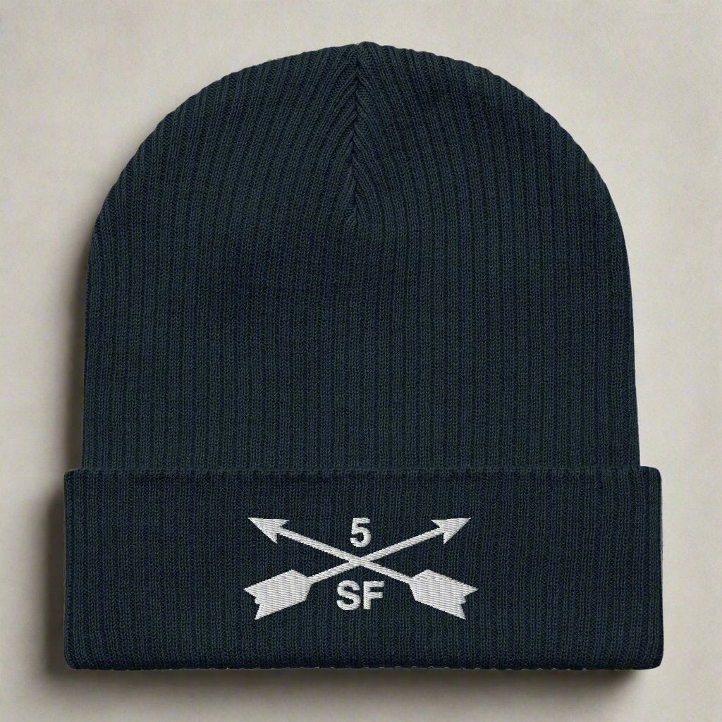 5th special forces group ribbed beanie with embroidered design.