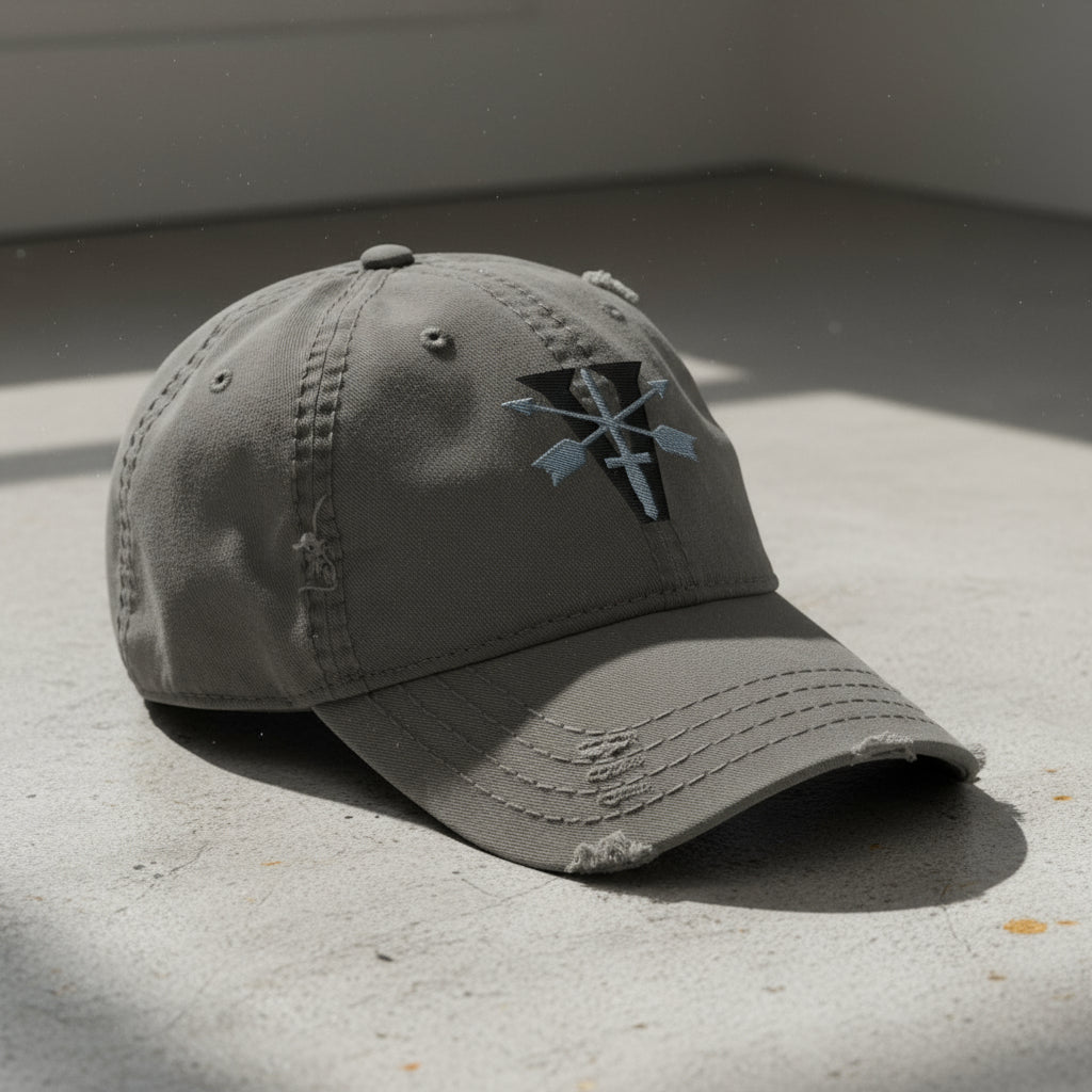 Distressed dad hat with 5th special forces group roman numeral design