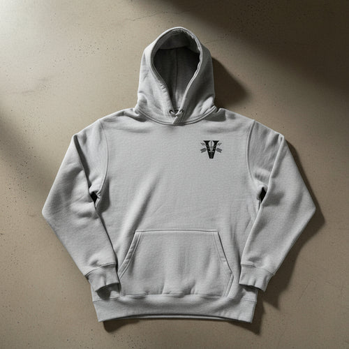 grey hoodie with 5th special forces group insignia on the left chest. 