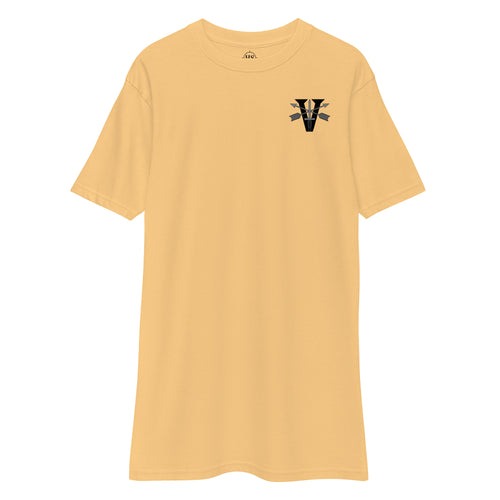 gold t-shirt with 5th special forces group insignia design on left chest
