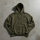 Military green hoodie with 5th special forces group insignia on the left chest. 