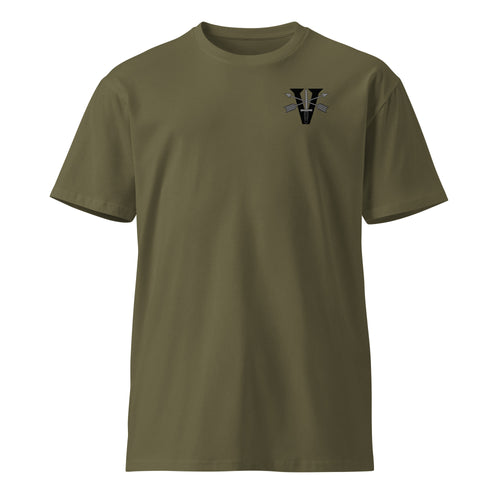 green t-shirt with 5th special forces insignia on the left chest