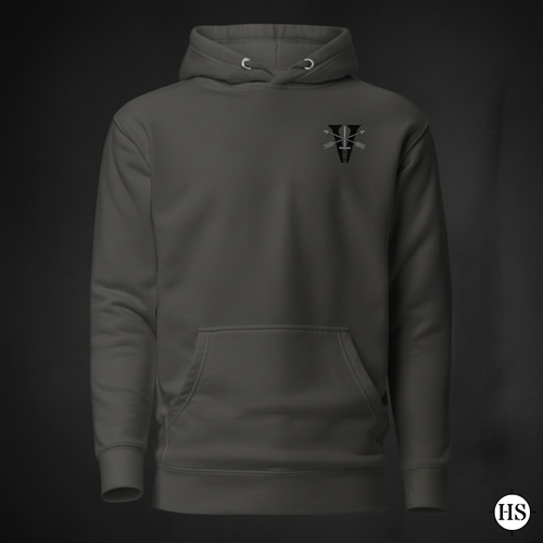 vintage black hoodie with 5th special forces group insignia on the left chest. 