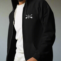 5th special forces hoodie with an embroidered design on the left chest of the crossed arrows.
