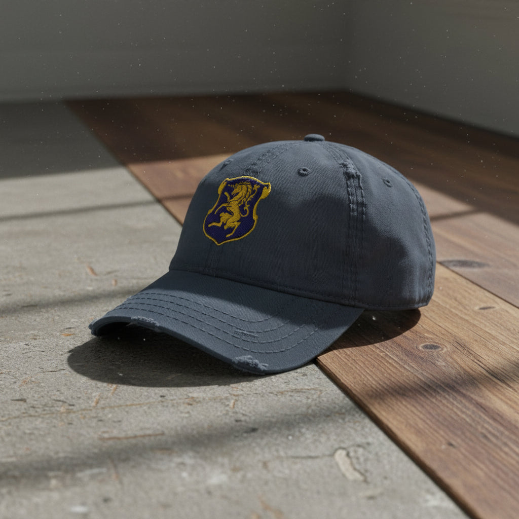 Distressed dad hat with 6th cavalry regiment insignia