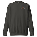 gray sweatshirt with 75th ranger regiment STB scroll and ranger school tab on the left chest