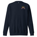 navy sweatshirt with 75th ranger regiment STB scroll and ranger school tab on the left chest