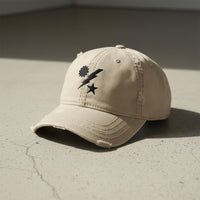 Distressed dad hat with 75th Ranger Regiment insignia. 