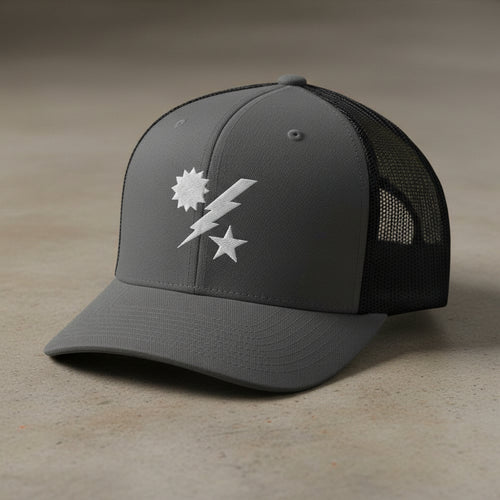 75th ranger regiment dui embroidered on a snapback trucker hat.