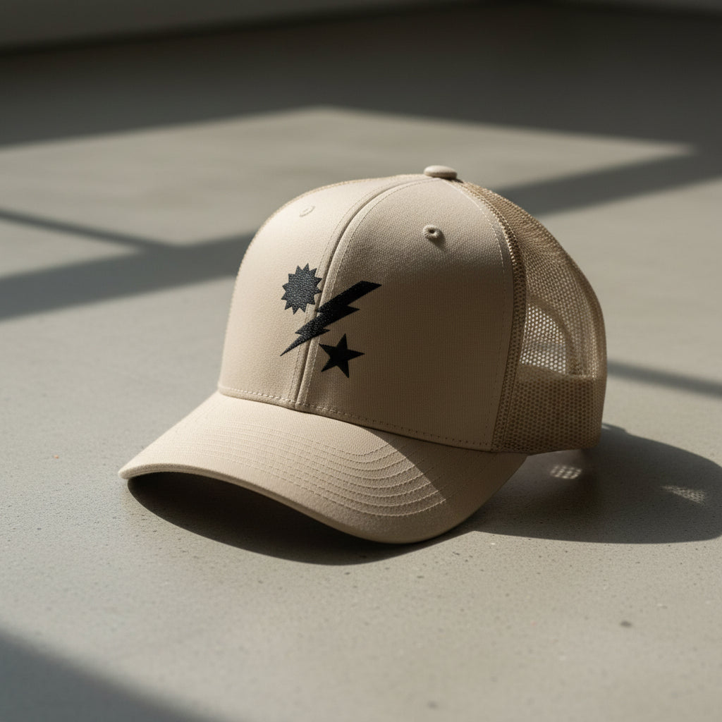 75th ranger regiment dui embroidered on a snapback trucker hat.