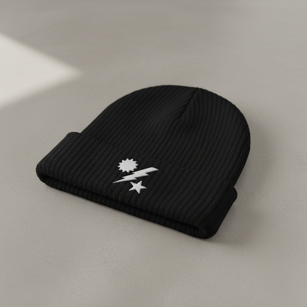 Ribbed knit beanie with 75th ranger regiment dui design