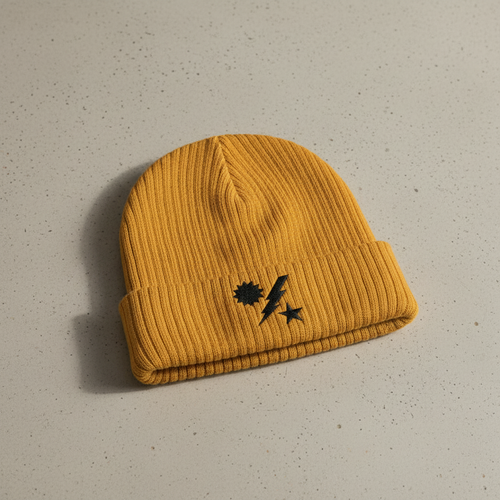 Ribbed knit beanie with 75th ranger regiment dui design