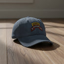 Distressed dad hat with 75th Ranger Regiment STB scroll and Ranger tab