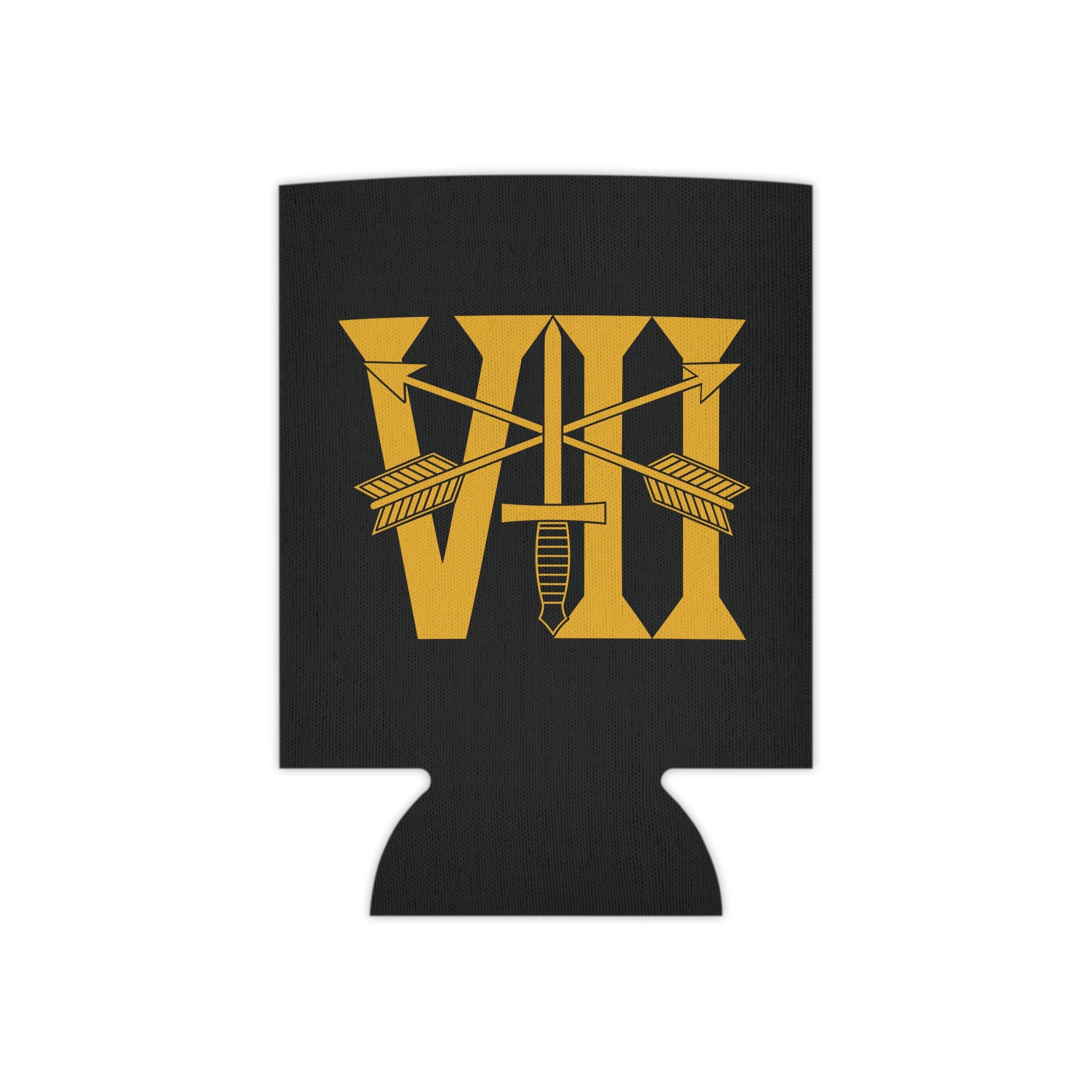 Black can cooler with 7th special forces insignia and roman numeral design