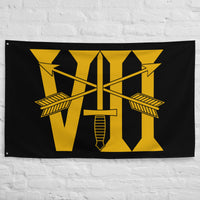 Black flag with 7th special forces group insignia and roman numeral design