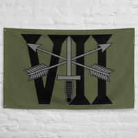 Military green flag with 7th special forces group and roman numeral design