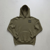 Military green hoodie with 7th special forces group insignia on the left chest. 