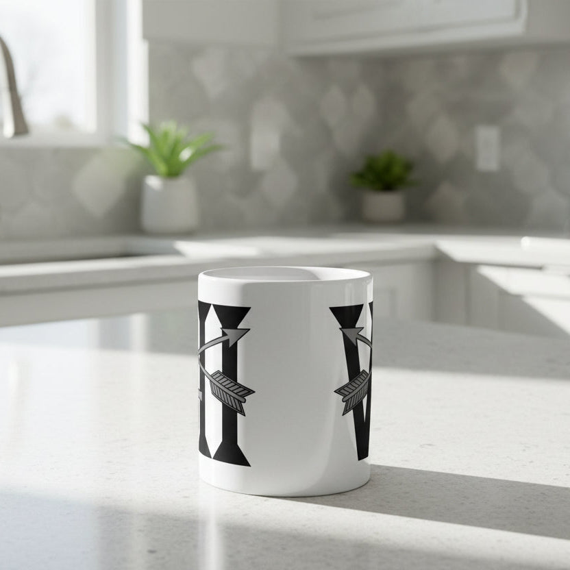11oz white coffee mug with 7th special forces roman numeral design