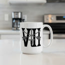 white coffee mug with 7th special forces group roman numeral design