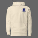 bone color pullover hoodie with 82nd airborne insignia and text athletic alcoholics on the left chest. 