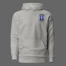 grey pullover hoodie with 82nd airborne insignia and text athletic alcoholics on the left chest. 